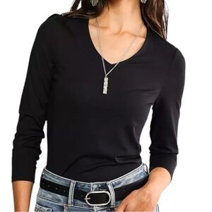 Buckle Black Women’s Black Shaping and Smoothing‎ Long Sleeve Top Sz L